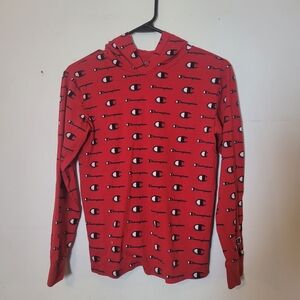 4/$10 Boys Champion Red T-shirt Hoodie Size Large